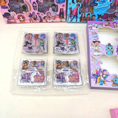 KPop Demon Hunters 100pcs K-POP Style Creative Decorative Gift Box, Character Illustration Patterns, Vibrant Color Palette Visual Appeal, Easy To Use Adhesive, Suitable For Planner Layout, Photo Album Collage, Personal Item Customization, DIY Handmade Decoration Material, Rich Visual Element Collection, Artistic Tone, Can Be Used To Make Decorative Greeting Cards, Desktop Ornament Decoration, Gift Packaging Embellishment, Hard Storage Box For Proper Material Preservation, Handmade Accessories, Diverse Patterns, Free Combination To Create Exclusive Decoration Style