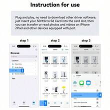 Plug And Play 4-In-1 Card Reader SD/TF Memory Card Reader Adapter Converter Compatible With Phone 18/17 Pro Max/17 Pro/17/Air/16/15/ Series Devices Portable Adapter - White - View 5