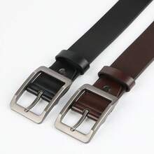 1pc Men's Framed Pin Buckle Belt With Polished Plain Strap, Coordinating Belt Loop And Subtle Seam Detailing, Understated Casual-Dress Design - ZH025 - View 11