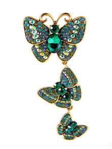 1pc Creative Butterfly Long Brooch, Vintage Insect Lapel Pin For Suit, Suitable For Ceremony Banquet Corsage Accessory, Perfect Gift Choice - Green - View 4