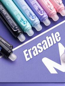 4pcs Minimalist Erasable Ballpoint Pens, 0.5mm Blue/Ink Ink Options, Soft Grip, Solid Color Button, Easy To Erase, Heat Erasable Pens, Thermosensitive Erasable Gel Pens, Suitable For Learning, Office, Exams And Back To School Season - Default - View 9