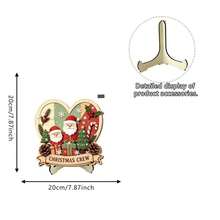 Freestanding Wooden Round Tabletop Decor, Rustic Christmas Themed Print, Round, With Sturdy Base, Indoor Home Desktop Decoration, Christmas Winter Party Holiday Gift - A - View 8