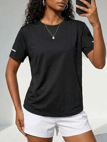 Women's Summer Quick-Dry Short Sleeve Top, - Black - View 4