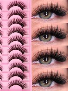 10pcs Cat Eye False Eyelashes, Lightweight And Soft, Create Cat Eye Makeup Effect, Naturally Lengthen Eye Tails, Suitable For Daily Makeup, Durable And Reusable - View 6