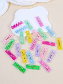20pcs/10pcs Candy Color Transparent Rectangular Snap Hair Clips Set, Y2K Aesthetic Acrylic BB Hair Clips, Designed For Women And Girls Daily Hairstyling And Organization (Random Color) - Multicolor - View 9