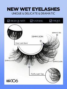 GROINNEYA 10 Pairs Manga Lashes Faux Mink False Eyelashes Cat Eye False Eyelashes Natural Thick False Eyelashes Voluminous Eyelash Extensions Travel Essential Makeup Tool (K106) - Black - View 3