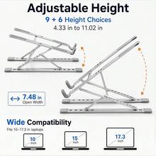 Metal Dual-Layer Laptop Stand, Foldable Portable Height Adjustable Laptop Riser, Ergonomic Heat Dissipation Elevated Base, Suitable For 10-15 Inch Laptops - New Arrival - View 5