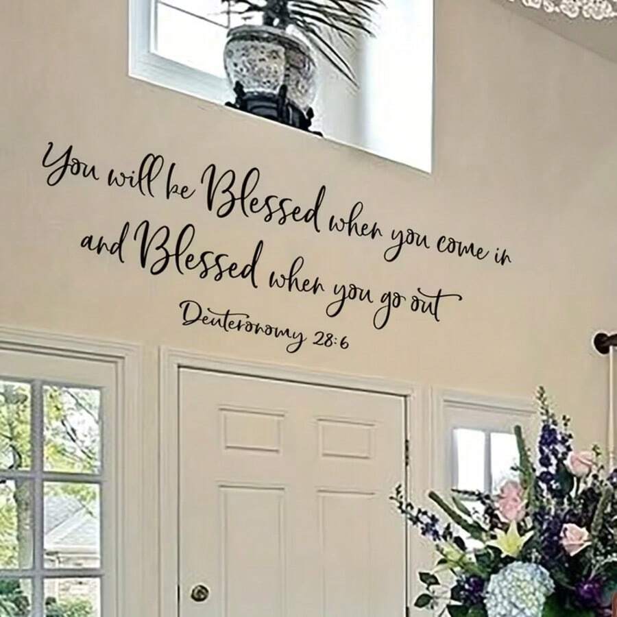 1pc Minimalist Letter Sticker Blessing Prayer Slogan Wallpaper For Living Room, Entryway, Bedroom Wall Decor, English Self-Adhesive - A - View 1