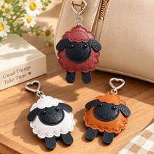 1 móc khóa hình cừu bằng da PU phong cách Y2K dễ thương, mặt treo charm vân nổi thẩm mỹ, vòng chìa khóa phong cách thanh lịch, quà tặng cho nữ - Nhiều màu - Xem 2