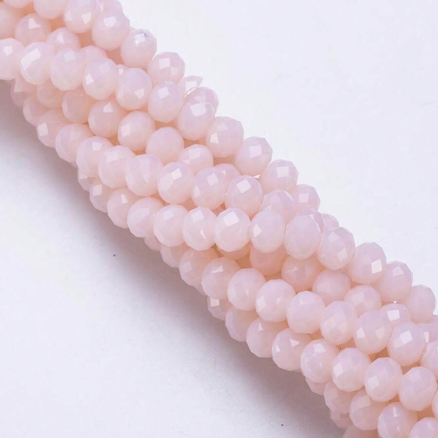 手工珠飾用扁圓玻璃珠 8mm/6mm/4mm (60/80/115顆) 可重複使用散珠 DIY 手作配件，亮面藍綠色 - 水紅玉 - 查看 1