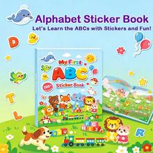 My First Alphabet Learning Sticker Book For Toddlers, ABC Letter Sticker Book With 200+ Cartoon Illustration Stickers, A To Z Early Education Cognitive Game Book, English Enlightenment Quiet Book, Educational Handmade Sticker Learning Toy, Portable Travel Interactive Sticker Picture Book, Birthday Gift For Boys And Girls - Baby Blue - View 3