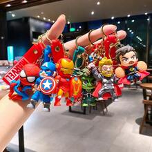 Hasbro Avengers Superhero 3D PVC Keychain, Marvel Q Version Character Key Ring With Logo Strap, Spider-Man Iron Man Captain America Bag Pendant, Car Key Accessory For Movie Fans Gift - One Size - View 1