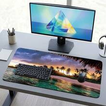 Island Deep Cloud Pattern Gaming Mouse Pad, Non-Slip Rubber Desk Mat, Smooth Gliding Surface, Suitable For Computer Laptop Office Home, Melancholy Abstract Art Decor, Back To School Supplies - B - View 9
