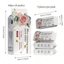 Rose Pattern EDI Pure Water Cleaning Wet Wipes, Portable Small Pack Hand And Mouth Cleaning Wipes - Multicolor - View 4
