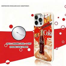 Coca Cola Coca-Cola Officially Licensed Phone Case, Two Pieces Set/One Leather Texture Bubble Pattern Phone Case One White Lanyard. Compatible With IPhone18 Pro 8 Pro Max IPhone 18 Duo 17, 17 Pro, 17 Pro Max, 11, 12 1, Apple 15, 16 Pro, 16 Pro Max, 14 Plus, 16 Plus, 15 Pro,16 Max, And Other Models To Be Adapted. A Perfect Halloween Gift For Family And Friends. - White - View 3