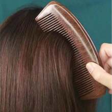 1pc Natural Wood Fine-Tooth Comb, Anti-Static, Reduces Hair Loss, Portable Design, Specially For Women With Long Hair - Multicolor - View 3
