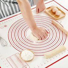 1 st silikonbakmatta för knådning, supernon-stick bakmatta med måttskala, kokmatta, ugnsmatta, pajdegmatta, rullbar förvaringsmatta, skolstartstillbehör - Röd - Visa 1