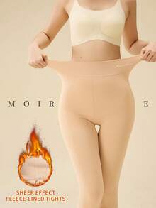 MOIRÉALLURE 1Pair FLEECE-LINED TIGHTS For Daily Life - Multicolor - View 12