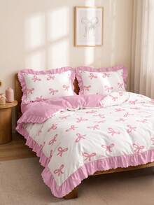 Set Sprei Selimut Berumbai 2/3 pcs, Perlengkapan Tempat Tidur Asrama, Set Sprei Pita Merah Muda yang Lucu, Dekorasi Kamar yang Nyaman, Ramah Kulit dan Bernapas, Sangat Lembut dan Anti-Pilling, Isian Selimut Tidak Termasuk, Cocok untuk Tempat Tidur Single/Double/Queen/King, Semua Musim, Dapat Dicuci dengan Mesin, Kembali ke Sekolah - MultiWarna - View 6