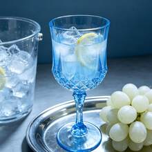 Blue Diamond Pattern Stemware, Unlock Diverse Daily Scenes. Suitable For Home Entertaining Friends And Family, Candlelight Dinners, Outdoor Themed Gatherings, And Small Banquets. Can Hold Various Specialty Drinks, 3D Embossed Design, Outstanding Texture Under Light. Whether For Casual Get-Togethers Or Formal Banquets, Easily Enhance Tabletop Aesthetics And Create A Refined Sense Of Ritual. - View 4