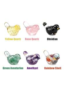 QYDCX 1/6 Pcs Natural Crystal Mini Bird Figurine, Handmade Glass Ornament With Gemstone, Cute Decor For Desktop Home Office, Aesthetic Room Decor Gift - Multicolor - View 10