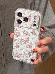 1pc New Fashion Butterfly Pink Floral Vintage Pattern Phone Case Large Window Metallic Paint Premium Texture Faux Leather PU Leather Shockproof Protective Shell Compatible With Apple/ Phones Compatible With Apple 18Pro/18ProMax/17/17Pro/17ProMax/16/16Pro/16ProMax/16Plus/15/15Plus/15Pro/15ProMax/14/14Pro/14ProMax/13/13Pro/13ProMax/12/12Pro/12ProMax/11/11ProMax/XR/XS/XSMAX/ Galaxy S26/S26 Plus/S25FE/S24/S23/S22/S21/A73/A57/A56/A33/A25/A16/A07/A05S/Shockproof Anti-Collision Protective Soft Shell - Multicolor - View 3