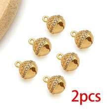 2pcs 18K Gold Plated Bell Charms Hollow Filigree Small Bell Pendants Metal Charms For DIY Christmas Bracelet Necklace Jewelry Making - Multicolor - View 15