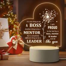 1pc Acrylic Night Light, Personalized Small Night Light Designed For Your Boss - Perfect Gift For Men And Women, Suitable For Birthday, Thanksgiving And Christmas. This USB Powered Desktop Decor Includes Inspirational Quotes. - Warm white light - View 7