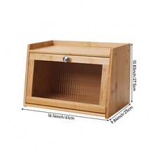 LIVINGANDHOME 1/2 Tiers Bamboo Bread Storage Cabinet,Bread Storage Box,Bread Storage Container For Kitchen Countertop - Natural Wood - View 7