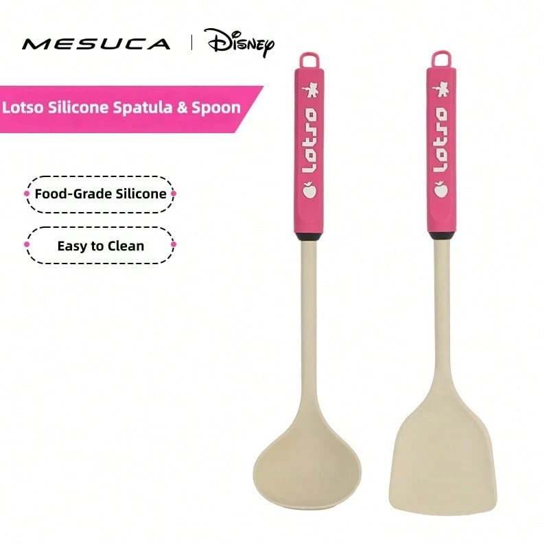 Mesuca Spatula dan Sendok Sup Silikon Lotso Berlisensi Resmi Disney, Set 2 Buah, Peralatan Masak Dapur Anti Lengket Tahan Panas, Mudah Dibersihkan, Cocok untuk Memanggang, Mengaduk, dan Menyajikan di Rumah - MultiWarna - View 1