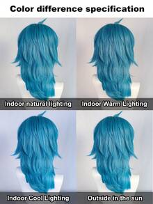 Halloween Anime Wig Blue Layered Mid-Length Wig, Heat Resistant Fiber Wig, Soft Lightweight Natural Look Wig For Cosplay, Festival Party, Halloween Event - Multicolor - View 8