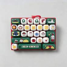 26-Key Christmas Element Happy New Year Gift, 26-Keycap Keychain Christmas Keyboard, Keychain, Stress Relief Keychain, Clicker, Button Bag, Christmas Charm, Mini Keyboard Fidget Christmas Sensory Stress Relief Backpack Pendant - Multicolor - View 9