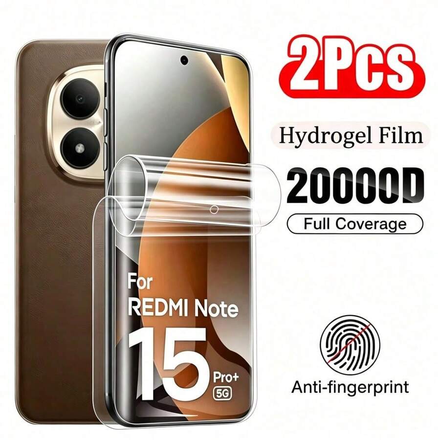 2pcs Hydrogel Soft Film Screen Protector For Redmi Note 15 /15 Pro/15 Pro+ Series, Full Coverage Soft Film, Anti-Scratch TPU Screen Protector, High Definition Transparent Protective Film - Clear - View 1
