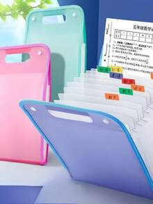 1pc 13-Layer Z-Style Accordion File Bag With Edge Binding, Multi-Layer Document Organizer, Student Classification Storage, Semi-Transparent Exam Paper & Material Bag - Multicolor - View 6