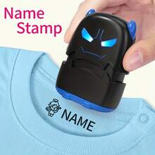 1pc Customized Name Stamp, Personalized Cute Monster Design Waterproof Washable Name Label Stamp, Suitable For Marking T-Shirts, Backpacks, Includes Customizable Sticker Pack, Back To School Daycare Essential - Black - View 5