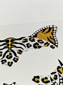 1pc Leopard Animal Face Gem Sticker, Self-Adhesive Glitter Rhinestone Mask Face Decor, Halloween Cosplay, EDM Party Temporary Face Sticker - Multicolor - View 4