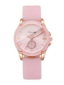 Women's Fashion Gentle Style Quartz Watch, Silicone Strap Single-Eye Digital Scale Dial Quartz Wristwatch, Gift For Girlfriend (1pc/Set) Watch Box Not Included - Pink - View 9