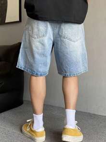 Casual Denim Shorts, Minimalist & Fashionable For Teen Boys - Light Wash - View 2