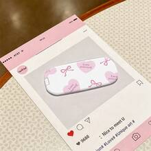 1pc Cartoon Heart Pink Bow Makeup Mirror Phone Stand Foldable Adhesive Mirror For Watching Shows, Niche Minimalist New Portable Design - Multicolor - View 5