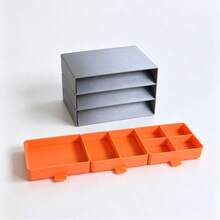 3-Layer 3D Printed Desk Drawer Organizer, With 1/2/4 Compartments, Suitable For Jewelry, Small Items, Office Supplies And Other Items Storage, A Mini Desktop Organizer, Suitable For Home And Office Scenarios. - Silver + Orange - View 8
