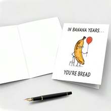 1PC [Gift For Friends] Humorous Single Banana Bread Birthday Card | Unisex Friend Gift, "Based On Banana Age... You've 'Bread'ed" - A - View 1