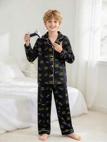 Tween Boy Black Game Console Long Sleeve Long Pants Pajama 2-Piece Set - Multicolor - View 12