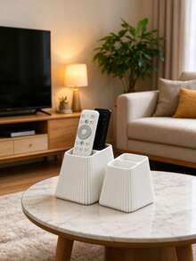 1pc Vertical Stripe Remote Control Storage Box, Remote Control Holder, Decorative Storage Box, Vertical Stripe Design, Easy Access, Suitable For TV, Air Conditioner And Other Home Remote Control Storage, Home Decor, Decoration, Storage Box, Dorm Storage, Desktop Organization, Christmas, - One Size - View 4