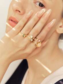 Sorayune 8pcs Round & Oval Decor Ring - Multicolor - View 5