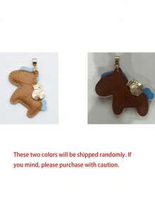 Creative Pony Leather Pendant Lucky Gold Ingot Horse Shaped Bag Accessory Gold Buckle Handbag Keychain - Multicolor - View 9