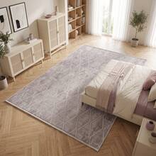 Washable Modern Minimalist Patterned Area Rug – Scandinavian Geometric Design, Contemporary Washable Carpet For Living Room, Bedroom & Home Decor - Mocha Brown - View 4
