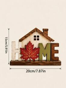 Autumn Desktop Decor Sign, Rustic Maple Leaf & House Design Farmhouse Style Table Centerpiece, Freestanding Letter Block Decoration, Suitable For Mantel, Shelf, Tiered Tray, Harvest Thanksgiving Home Decor - Multicolor - View 12