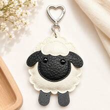 1 móc khóa hình cừu bằng da PU phong cách Y2K dễ thương, mặt treo charm vân nổi thẩm mỹ, vòng chìa khóa phong cách thanh lịch, quà tặng cho nữ - Nhiều màu - Xem 12