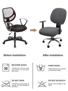 2pcs/Set (Back Cover + Seat Cover) Autumn/Winter Lambswool Split Office Chair Cover, Modern Style Elastic Polyester Split Office Chair Cover, Suitable For Autumn/Winter Office, Study Room Home Split Office Chair Cover - Grey - View 5