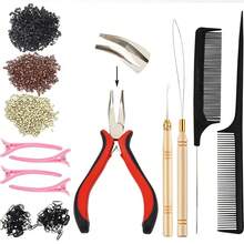 Hair Tinsel Beads Kit, Plier Hook Needle Tool With 300 Silicone Micro Beads For Human Hair Hand Sewing Wig DIY Craft - View 8